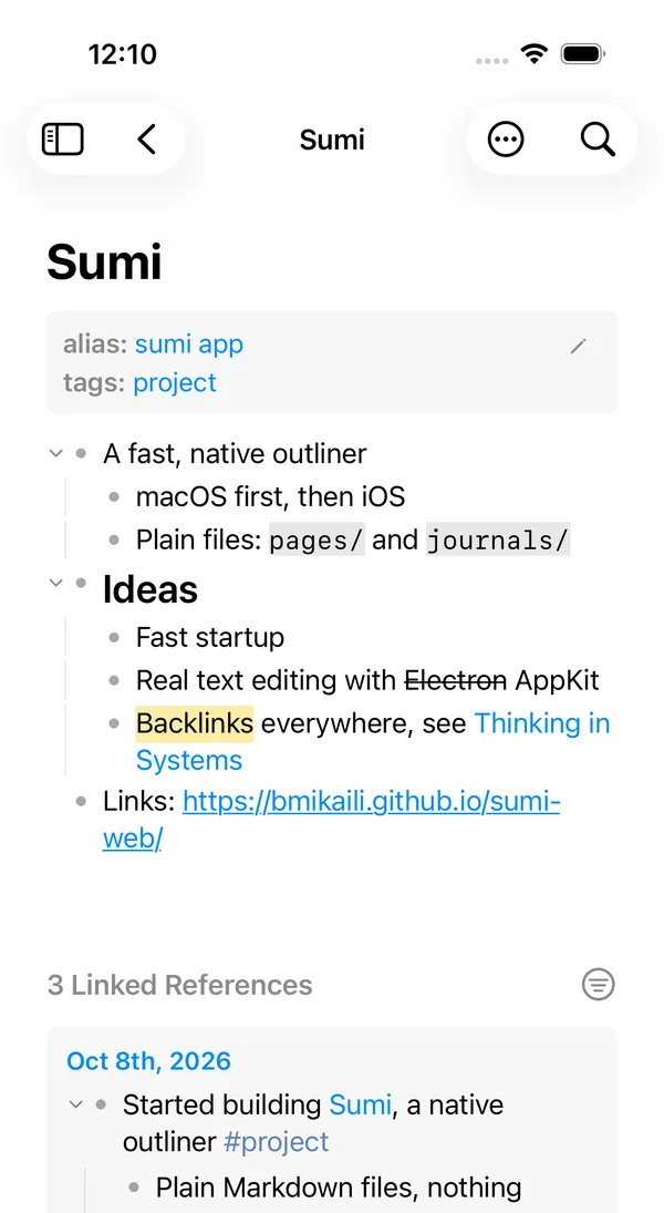 A page with properties and linked references